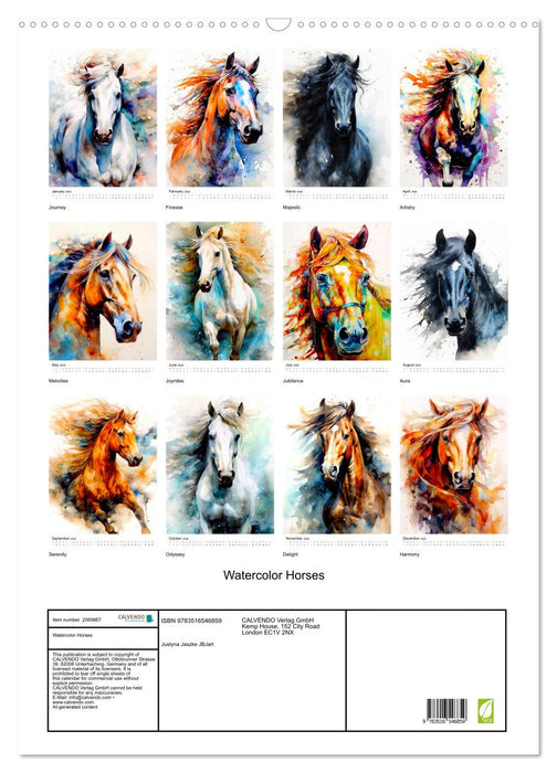 Watercolor Horses (CALVENDO Monthly Calendar 2026)