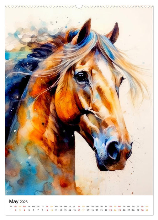 Watercolor Horses (CALVENDO Monthly Calendar 2026)