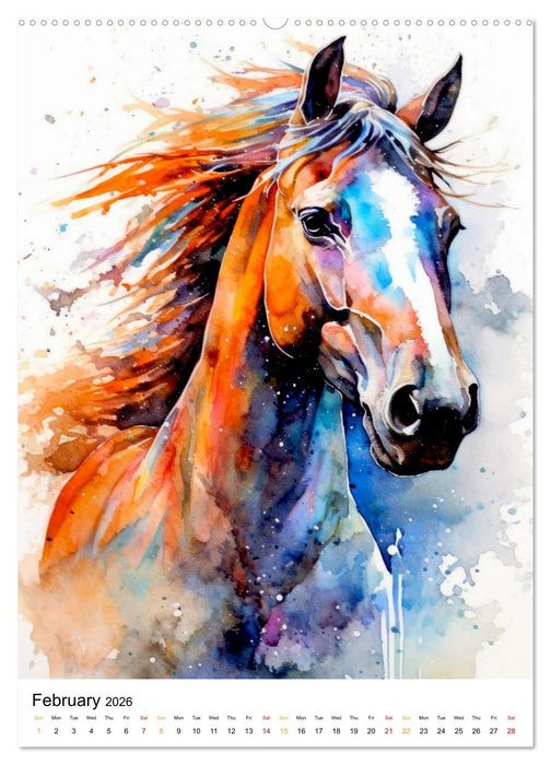 Watercolor Horses (CALVENDO Premium-Calendar 2026)