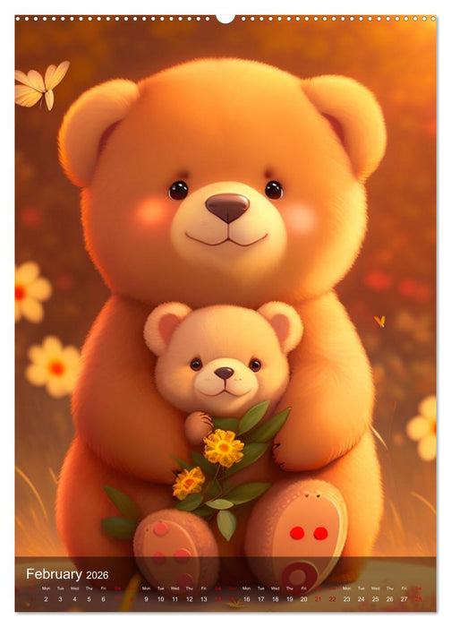 Cuddly Teddy Illustrations (CALVENDO Monthly Calendar 2026)