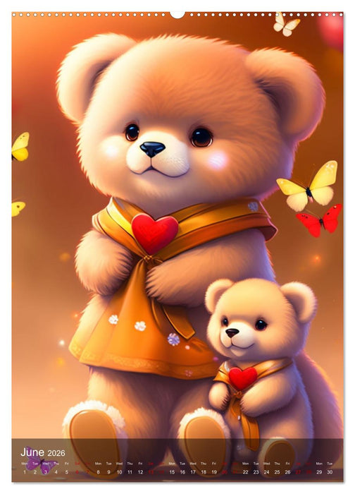 Cuddly Teddy Illustrations (CALVENDO Monthly Calendar 2026)