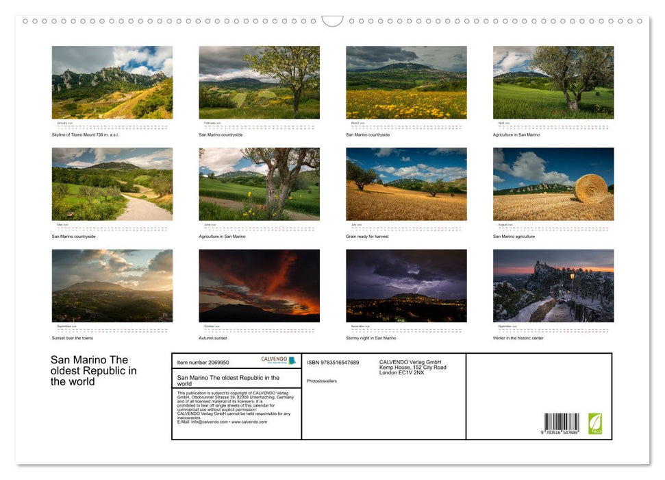 San Marino The oldest Republic in the world (CALVENDO Monthly Calendar 2026)
