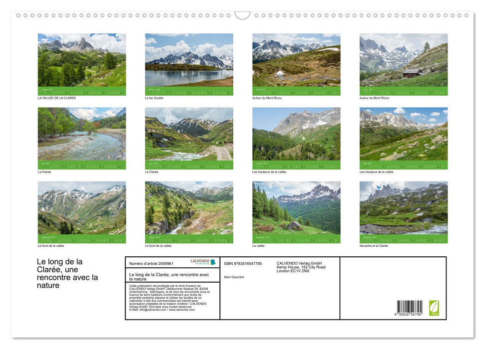 Le long de la Clarée, une rencontre avec la nature (CALVENDO Calendrier mensuel 2026)
