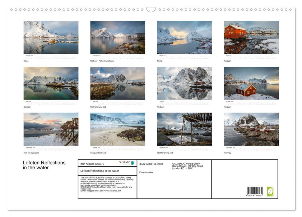 Lofoten Reflections in the water (CALVENDO Monthly Calendar 2026)