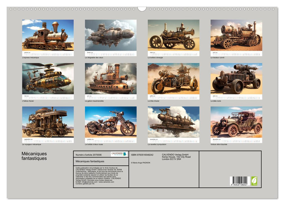 Mécaniques fantastiques (CALVENDO Calendrier mensuel 2026)