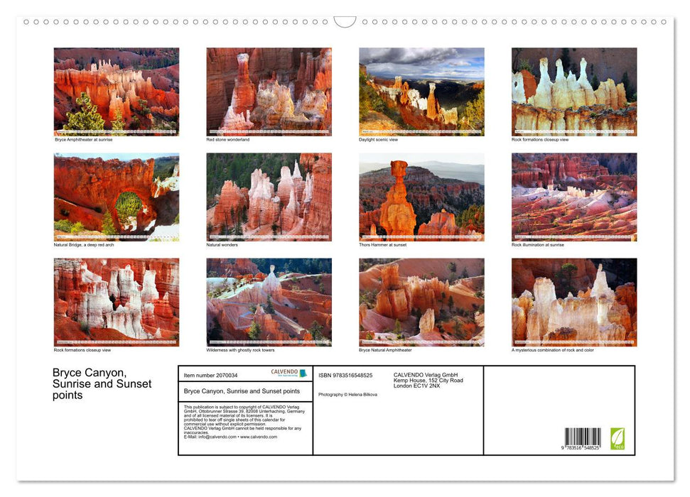 Bryce Canyon, Sunrise and Sunset points (CALVENDO Monthly Calendar 2026)