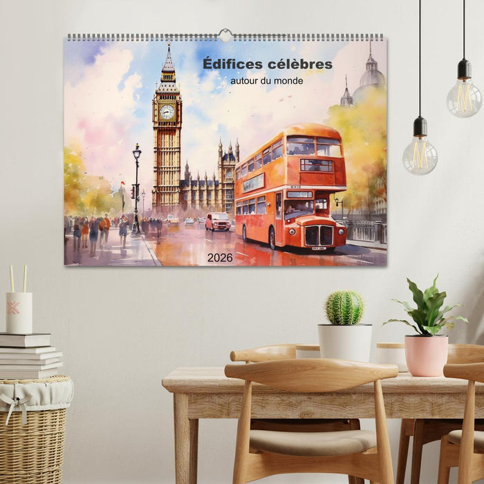Édifices célèbres, autour du monde (CALVENDO Calendrier mensuel 2026)