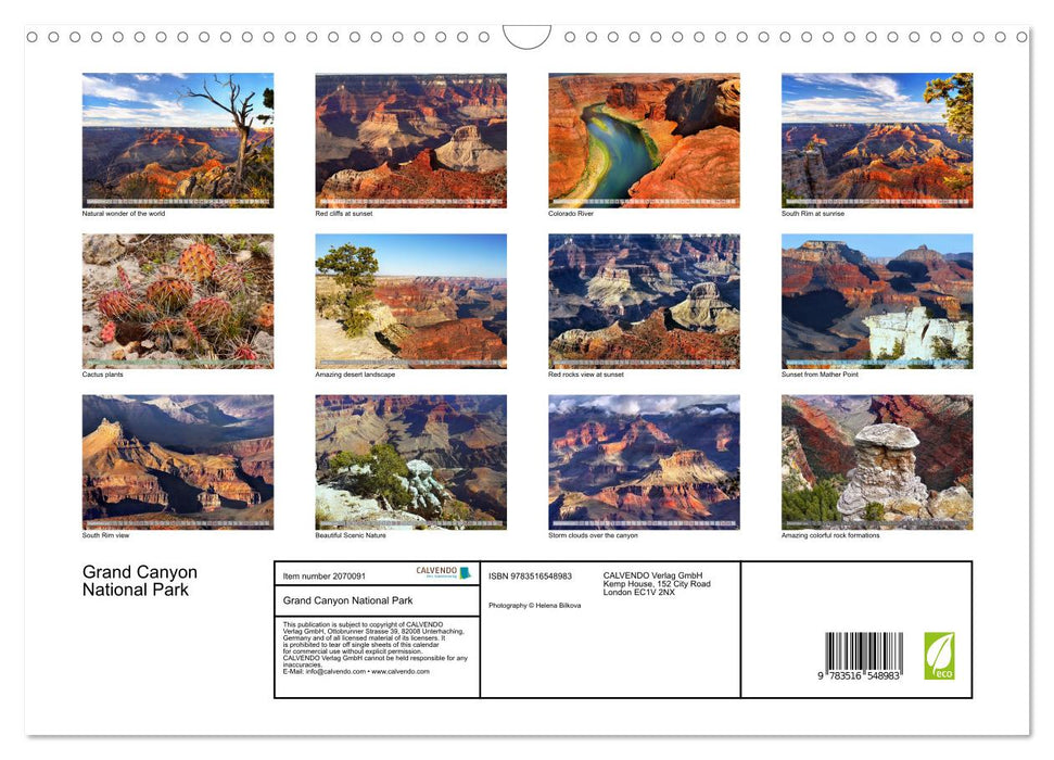 Grand Canyon National Park (CALVENDO Monthly Calendar 2026)