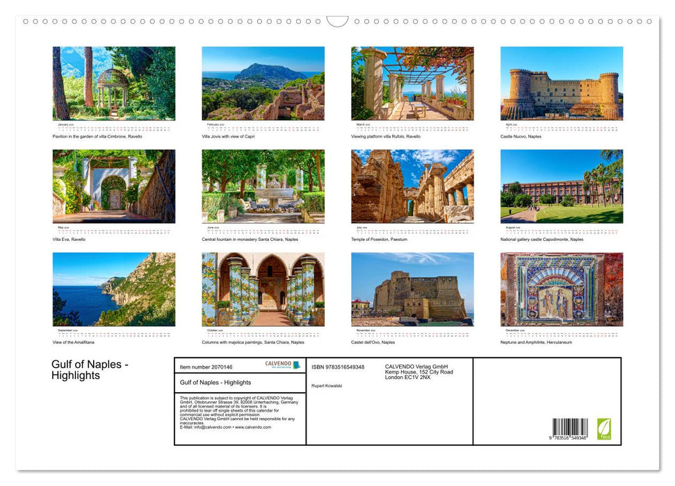 Gulf of Naples - Highlights (CALVENDO Monthly Calendar 2026)
