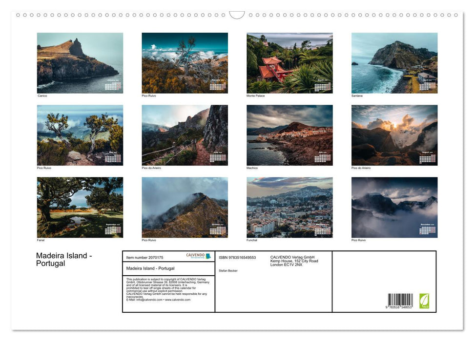 Madeira Island - Portugal (CALVENDO Monthly Calendar 2026)