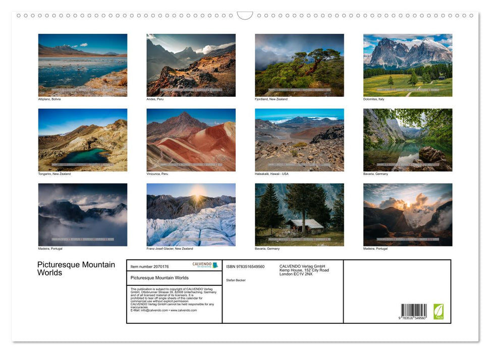Picturesque Mountain Worlds (CALVENDO Monthly Calendar 2026)
