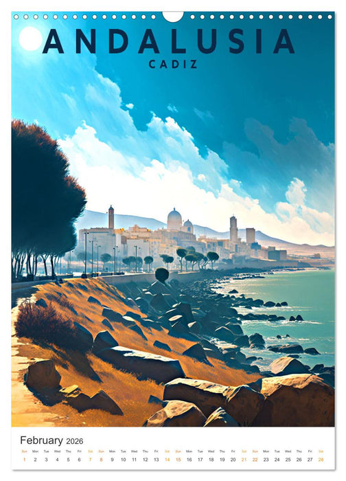 Andalusia - Old School Poster Style (CALVENDO Monthly Calendar 2026)