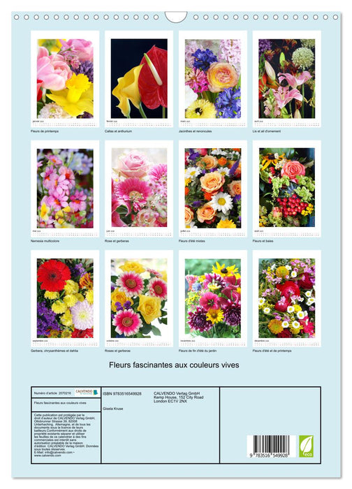 Fleurs fascinantes aux couleurs vives (CALVENDO Calendrier mensuel 2026)