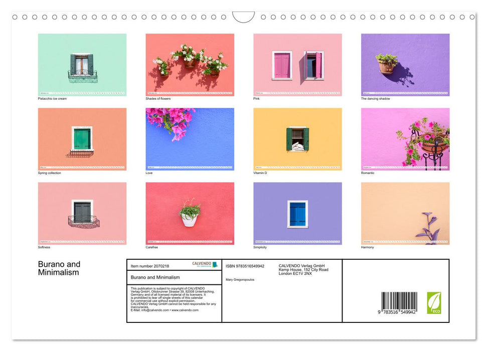 Burano and Minimalism (CALVENDO Monthly Calendar 2026)