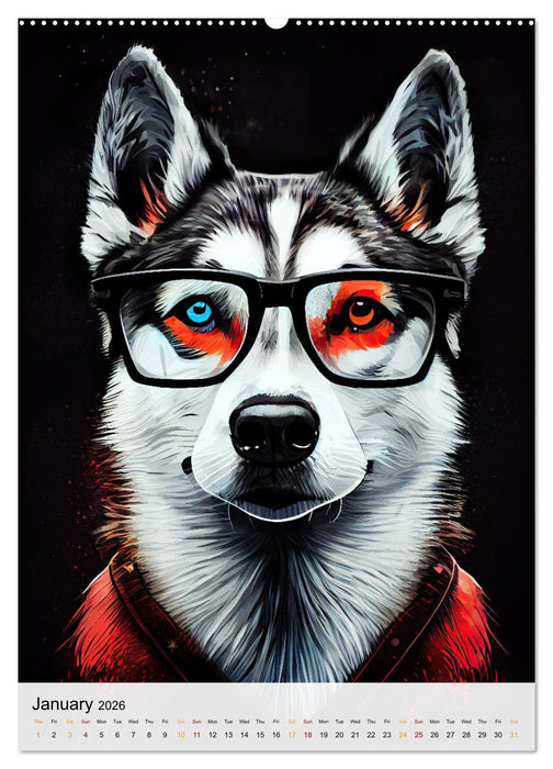 Hipster Dogs (CALVENDO Monthly Calendar 2026)