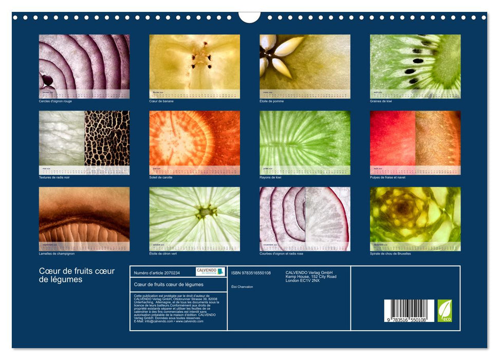Cœur de fruits cœur de légumes (CALVENDO Calendrier mensuel 2026)
