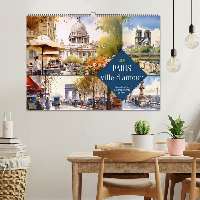 Paris, ville d'amour (CALVENDO Calendrier mensuel 2026)