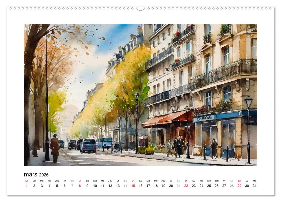 Paris, ville d'amour (CALVENDO Calendrier mensuel 2026)