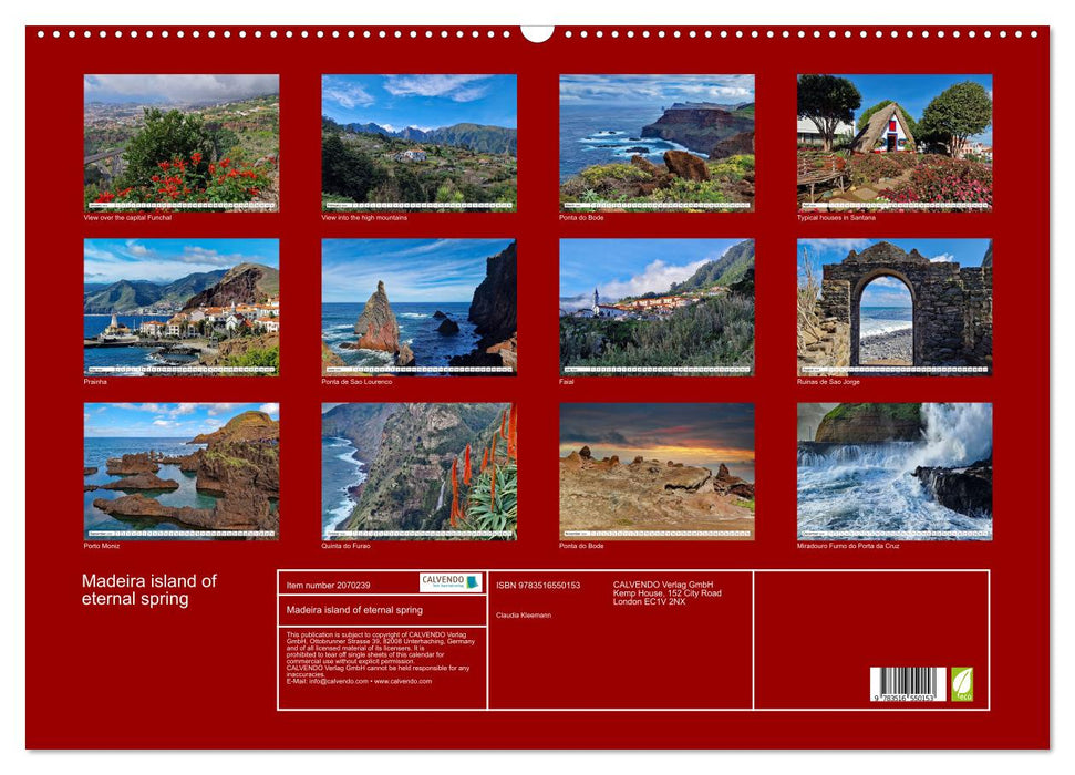 Madeira island of eternal spring (CALVENDO Monthly Calendar 2026)