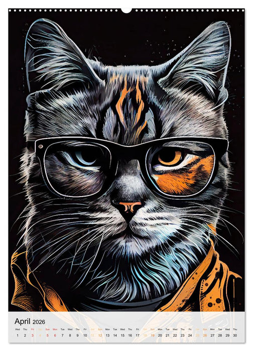 Hipster Cats (CALVENDO Monthly Calendar 2026)