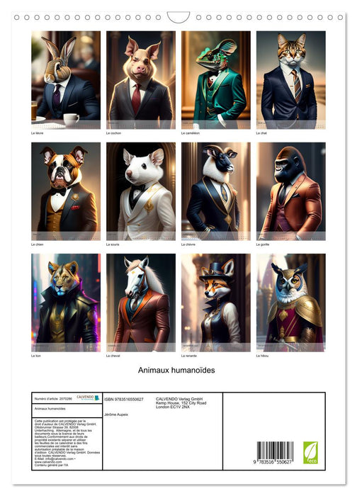 Animaux humanoïdes (CALVENDO Calendrier mensuel 2026)