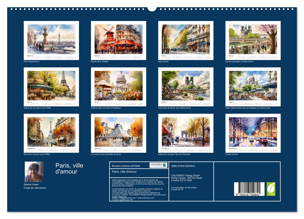 Paris, ville d'amour (CALVENDO Calendrier supérieur 2026)