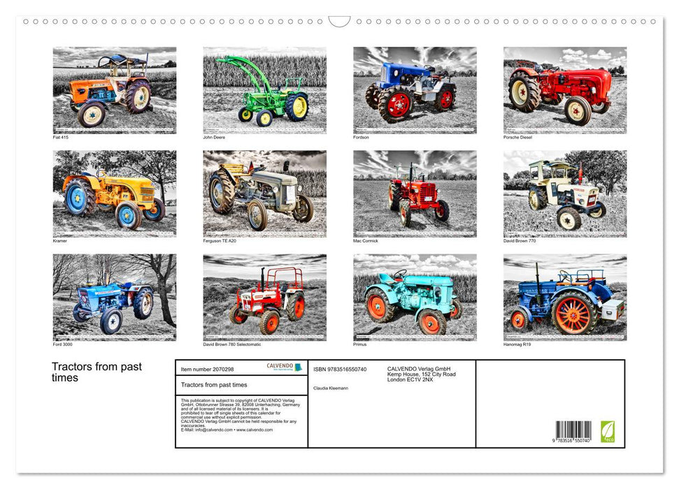Tractors from past times (CALVENDO Monthly Calendar 2026)