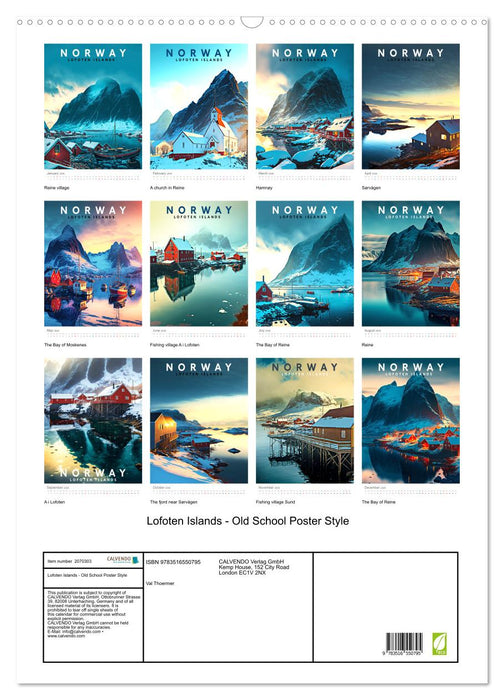 Lofoten Islands - Old School Poster Style (CALVENDO Monthly Calendar 2026)