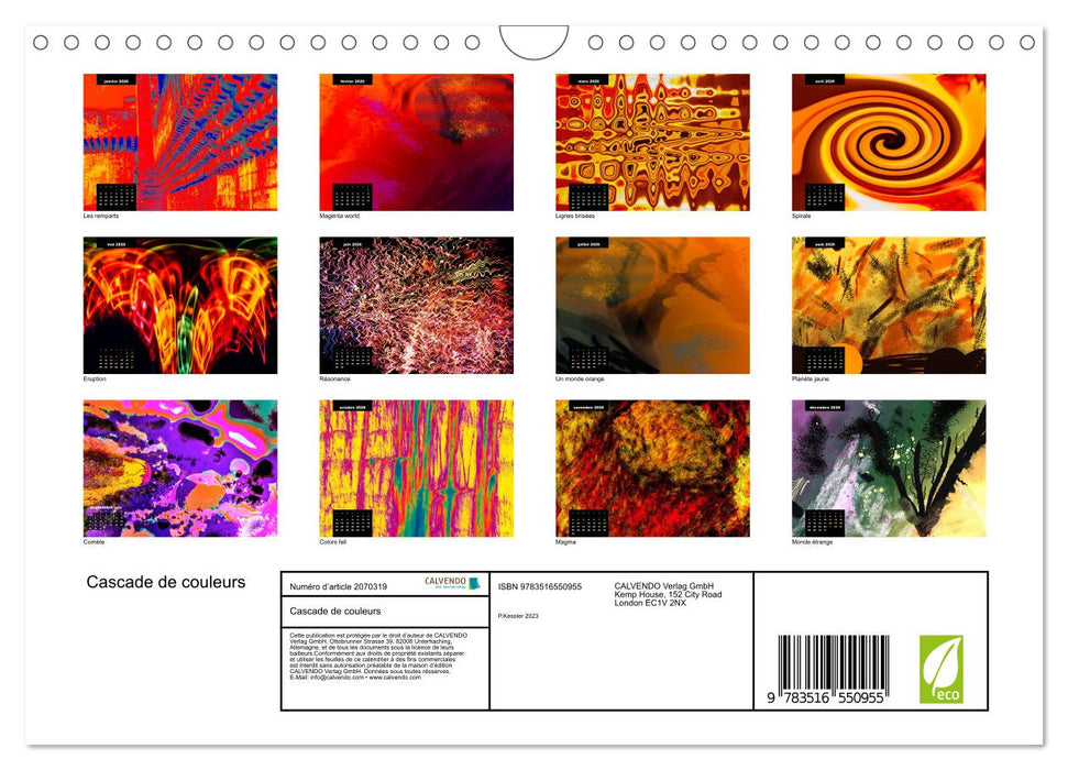 Cascade de couleurs (CALVENDO Calendrier mensuel 2026)
