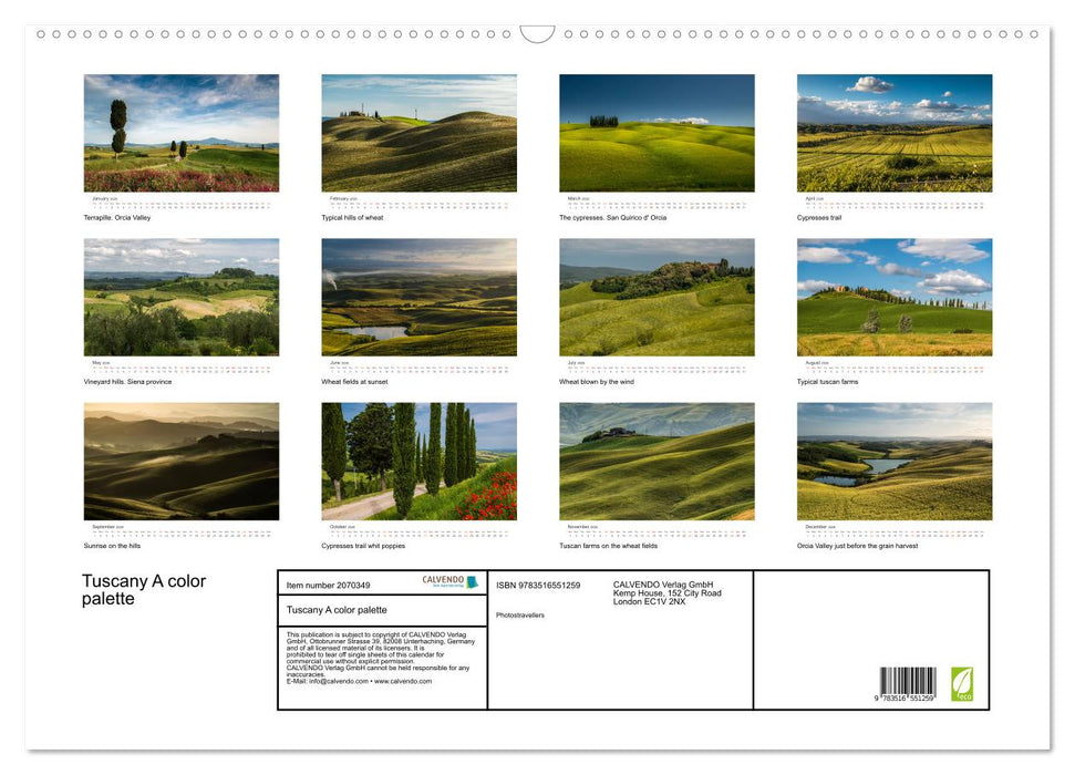 Tuscany A color palette (CALVENDO Monthly Calendar 2026)