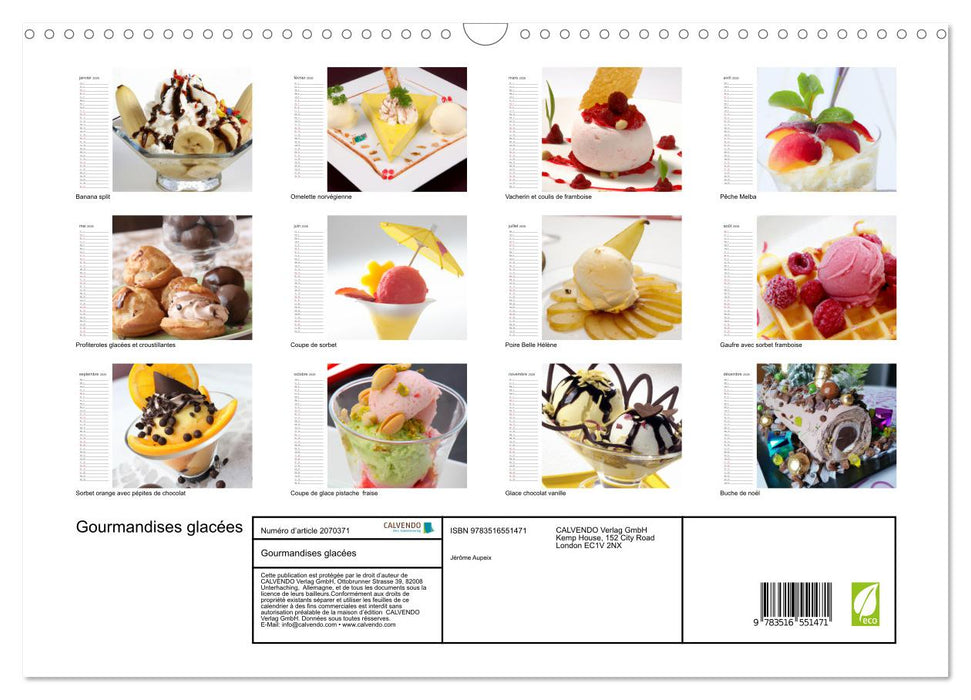 Gourmandises glacées (CALVENDO Calendrier mensuel 2026)