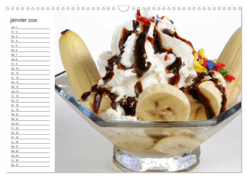 Gourmandises glacées (CALVENDO Calendrier mensuel 2026)