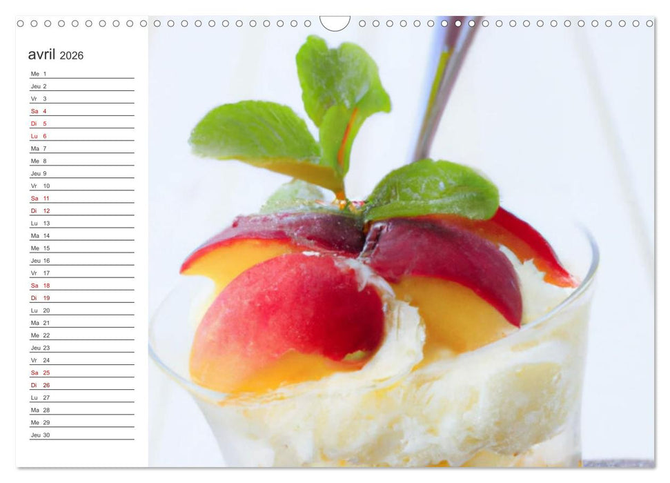 Gourmandises glacées (CALVENDO Calendrier mensuel 2026)