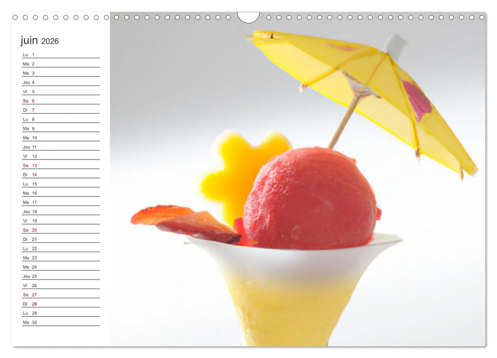 Gourmandises glacées (CALVENDO Calendrier mensuel 2026)