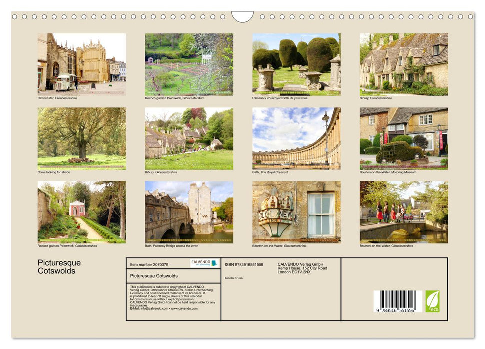 Picturesque Cotswolds (CALVENDO Monthly Calendar 2026)