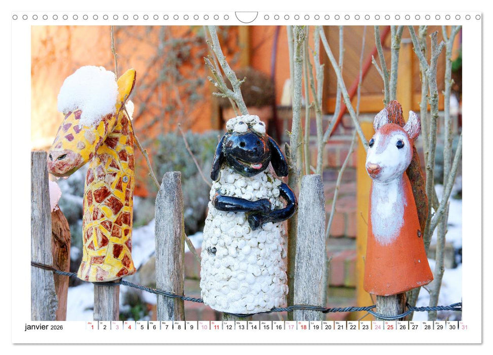 À la clôture du jardin (CALVENDO Calendrier mensuel 2026)