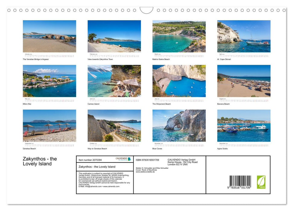 Zakynthos - the Lovely Island (CALVENDO Monthly Calendar 2026)