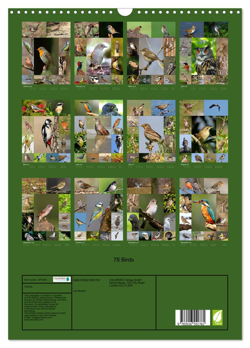 78 Birds (CALVENDO Monthly Calendar 2026)