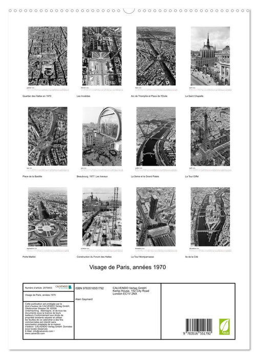 Visage de Paris, années 1970 (CALVENDO Calendrier supérieur 2026)