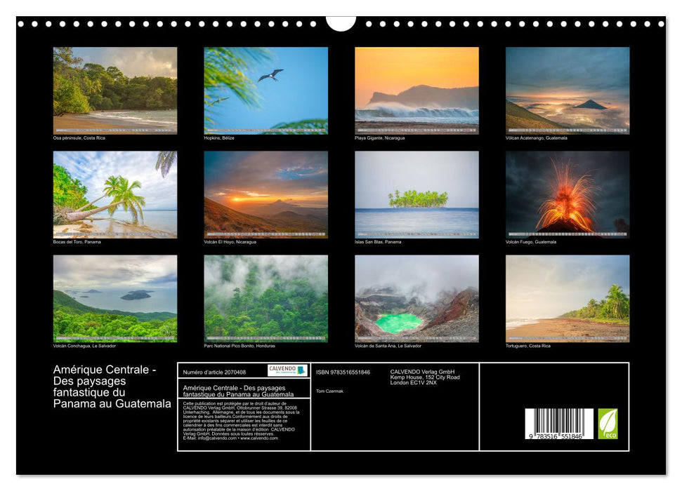 Amérique Centrale - Des paysages fantastique du Panama au Guatemala (CALVENDO Calendrier mensuel 2026)