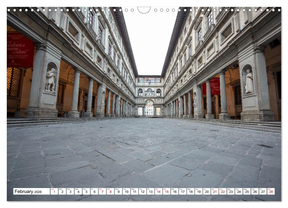 Tuscan cities on the road - Travel along the Florence-Pisa-Livorno freeway (CALVENDO Monthly Calendar 2026)