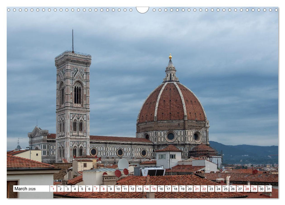 Tuscan cities on the road - Travel along the Florence-Pisa-Livorno freeway (CALVENDO Monthly Calendar 2026)