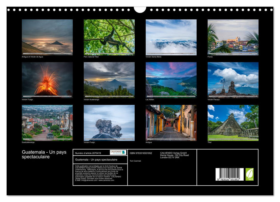 Guatemala - Un pays spectaculaire (CALVENDO Calendrier mensuel 2026)