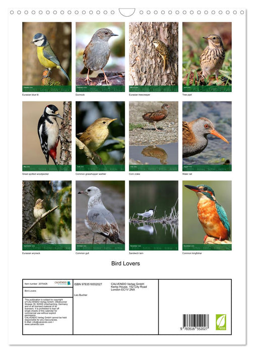 Bird Lovers (CALVENDO Monthly Calendar 2026)