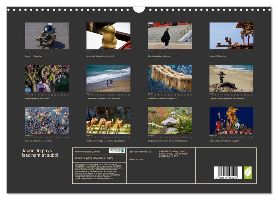 Japon, le pays fascinant et subtil (CALVENDO Calendrier mensuel 2026)