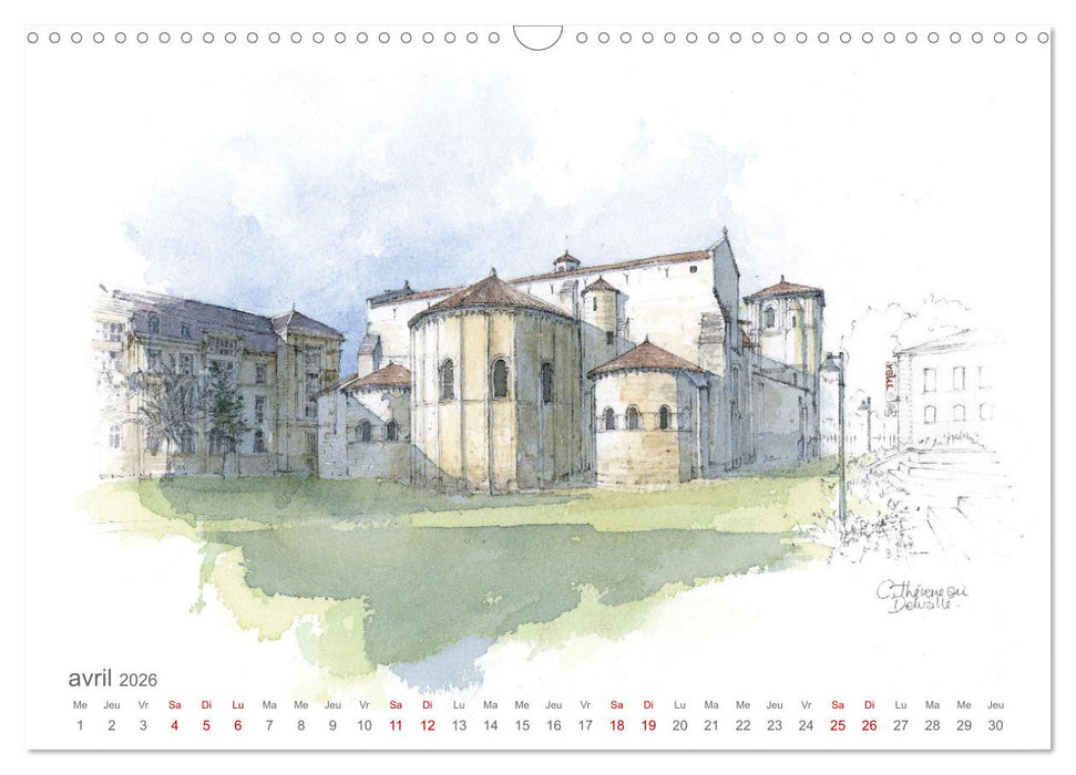 BORDEAUX, promenade dessinée (CALVENDO Calendrier mensuel 2026)