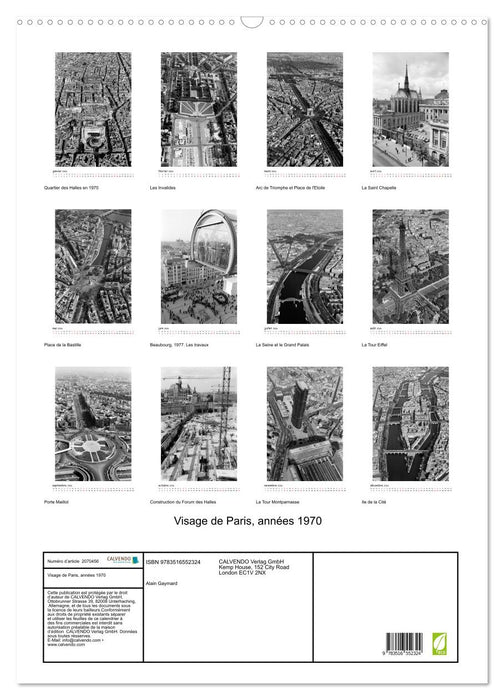 Visage de Paris, années 1970 (CALVENDO Calendrier mensuel 2026)