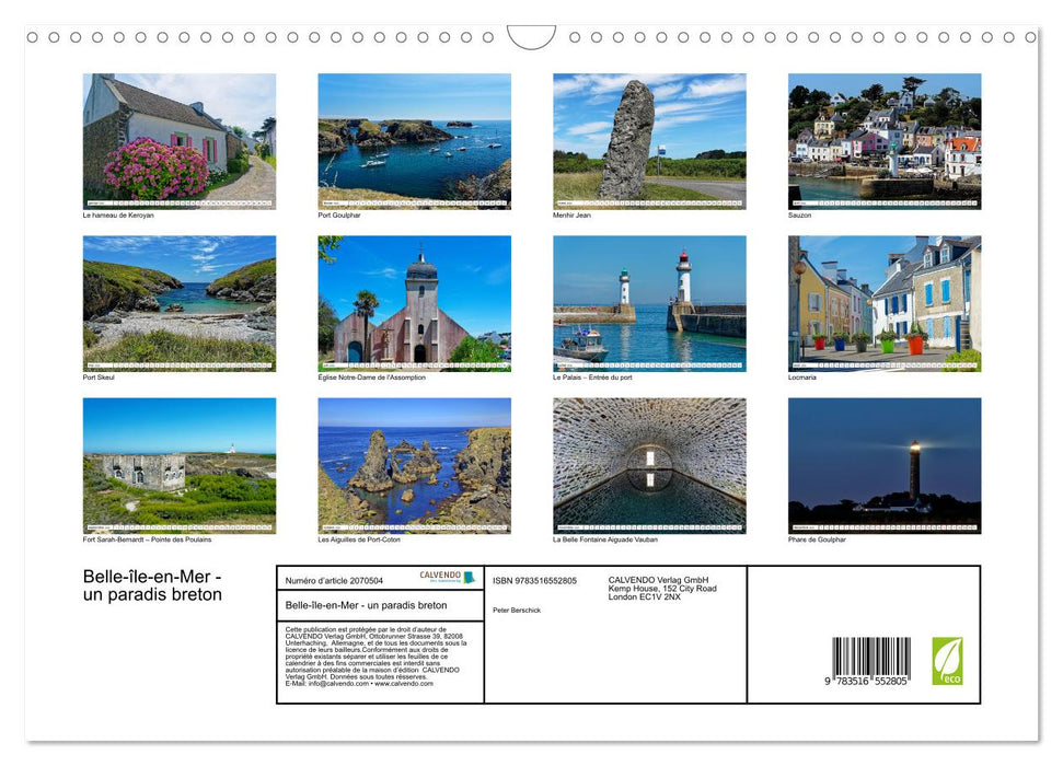 Belle-île-en-Mer - un paradis breton (CALVENDO Calendrier mensuel 2026)