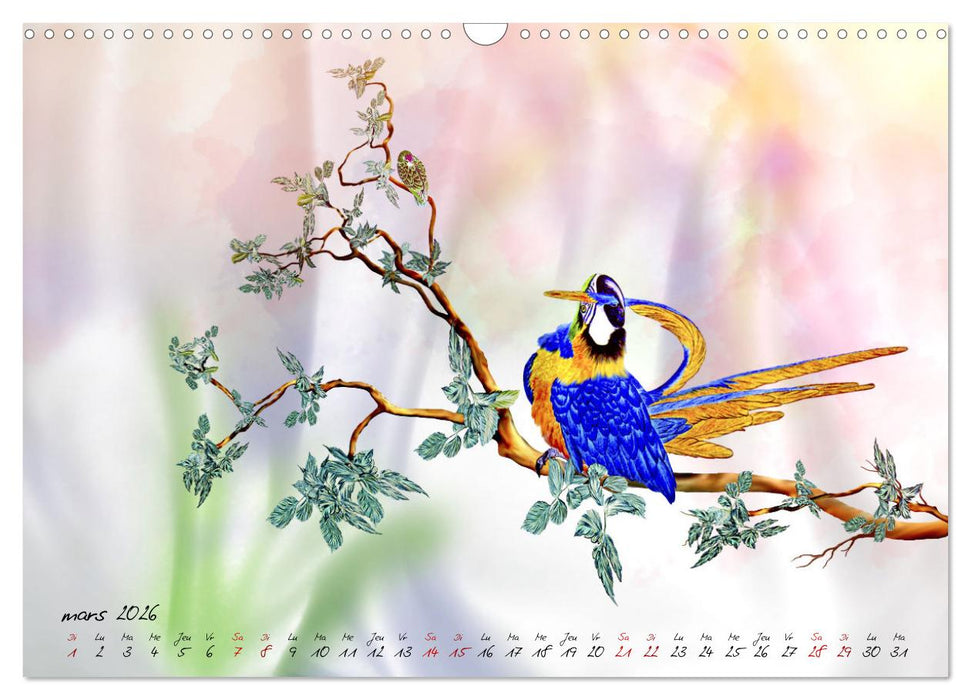Dessins de perroquets (CALVENDO Calendrier mensuel 2026)