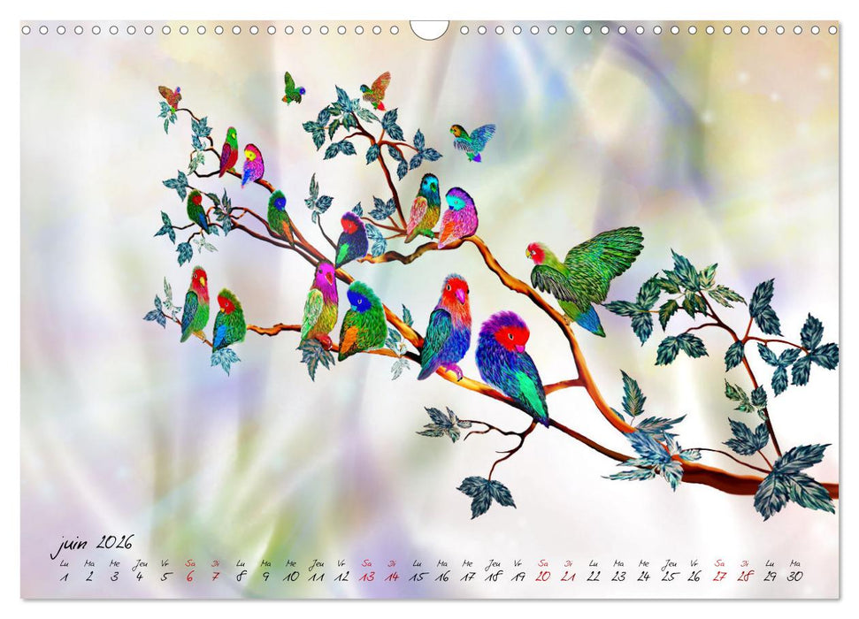 Dessins de perroquets (CALVENDO Calendrier mensuel 2026)